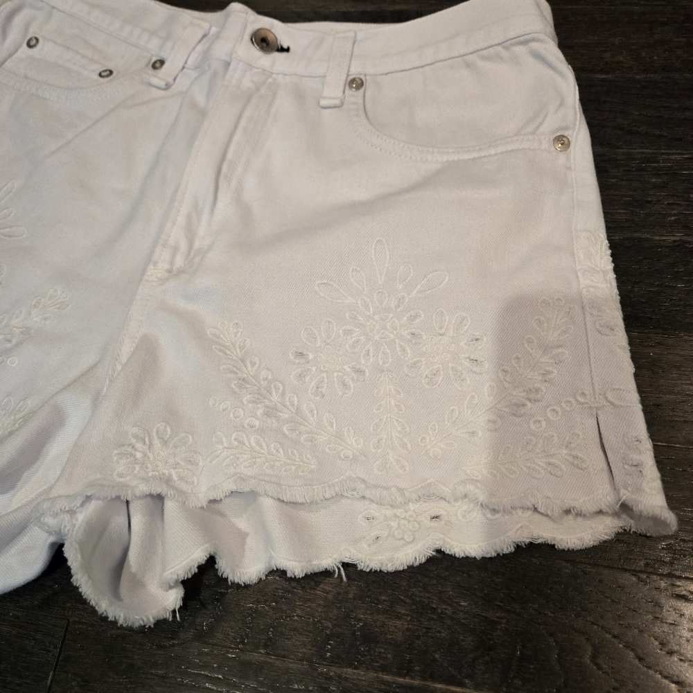 rag & bone White Embroidered Justine Jean Shorts - Distressed Denim - SZ 29 - Picture 2 of 12